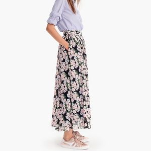 J. Crew Floral Flowing Pink Blue Maxi Skirt sz 10